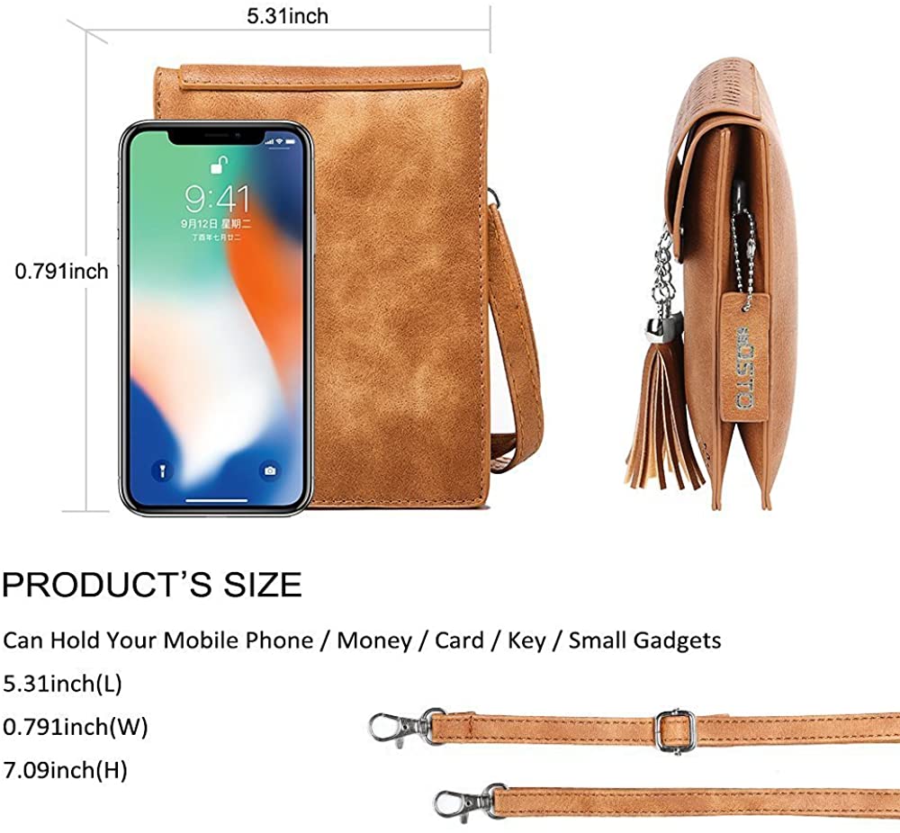 seOSTO Small Crossbody Bag, Women Cellphone Wallet Travel Purse with Tassel, Ladies Small Phone Bag Over the Shoulder Bags - Image 4
