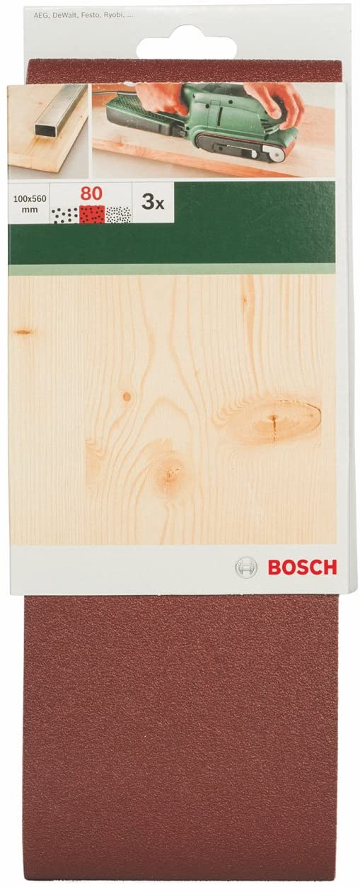 Bosch DIY Schleifband verschiedene Materialien für Bandschleifer (3 Stück, Körnung 80), 100x560mm - Image 2