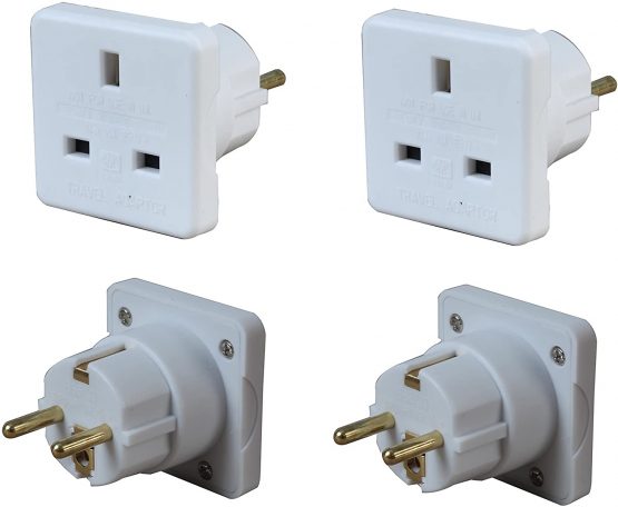 Invero® 2x Pack of UK to Europe EU Euro Tourist Travel Plug Power Mains Adaptor - White