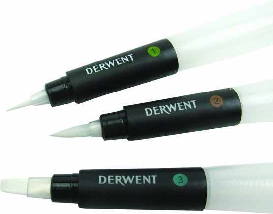 Derwent Waterbrush For Watercolour Painting, Pack Of 3, Includes Chisel Tip, Fine Tip & Medium Tip, Professional Quality, 2301975 - Image 2