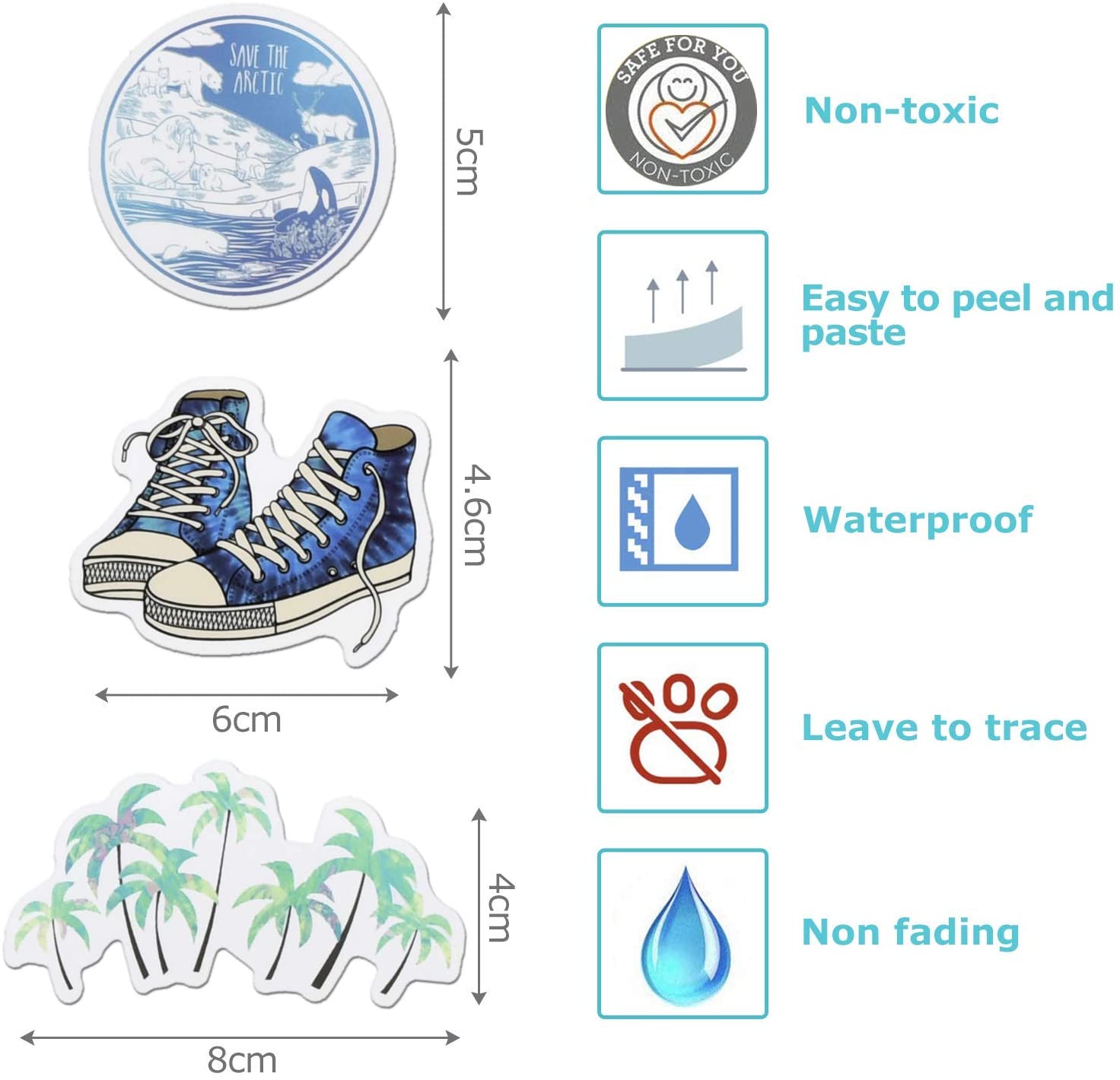 Willingood 50 Pack Cute Vsco Stickers, Water Bottle Stickers, Girl Blue Stickers, Trendy Stickers for Laptop, Notebook, Skateboard, Luggage, Bumper, Guitar, Bike - Stickers Pack For Teens - Image 3