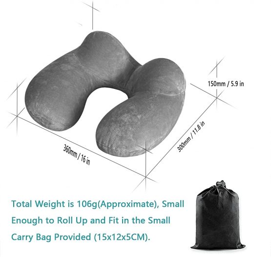 LUZWAY Inflatable Travel Pillow Neck Pillow Kits Ergonomic Soft Velvet Washable Pillowcase with Ear Plug and Eye Mask, Idea for Kids, Sleeping on Airplane, Car, and Train - Image 3