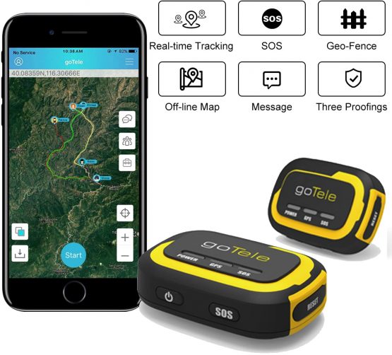goTele GPS Tracker Hiking Hunting Off-grid GPS Children and Pets Trackers No Monthly Fee No Required Network Real Time Tracking Device Outdoor Survival Tracking Gear