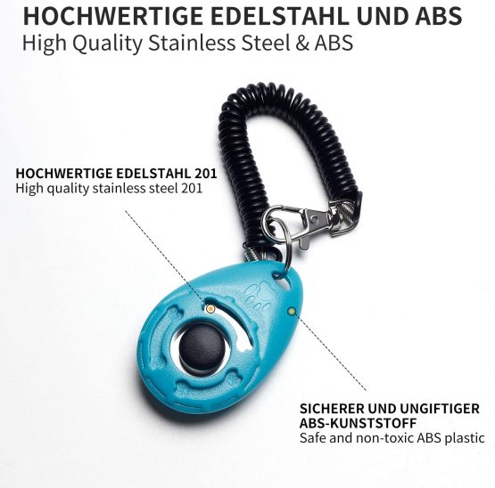 Toozey dog clicker, 5 pieces of clickers with wrist strap, clicker with large button, 5 colours, bonus E-book - Image 3