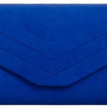 fi9 Women's Stylish Suede Envelop Style Bridal Wedding Evening Clutch Party Purse Hand Bag, (Royal Blue), 15 x 24 x 6 cm
