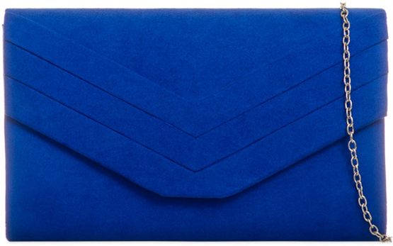 fi9 Women's Stylish Suede Envelop Style Bridal Wedding Evening Clutch Party Purse Hand Bag, (Royal Blue), 15 x 24 x 6 cm