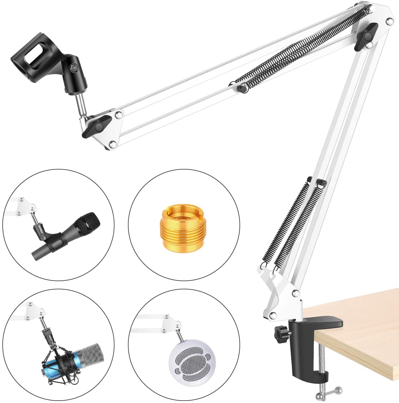 NEEWER Adjustable Microphone Suspension Boom Scissor Arm Stand, Max Load 1 KG Mic Stand for Radio Broadcasting Voice-Over