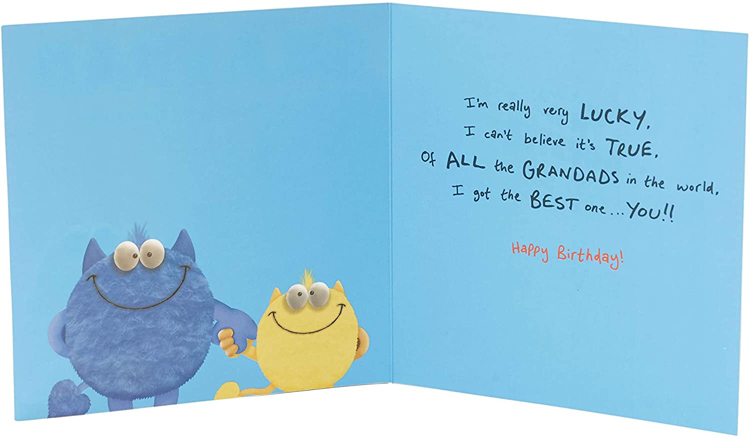 Grandad Birthday Card - Grandad Card from Kids - From Your Little Monster - Finished with 3D Googley Eyes and Fur Texture - Image 2