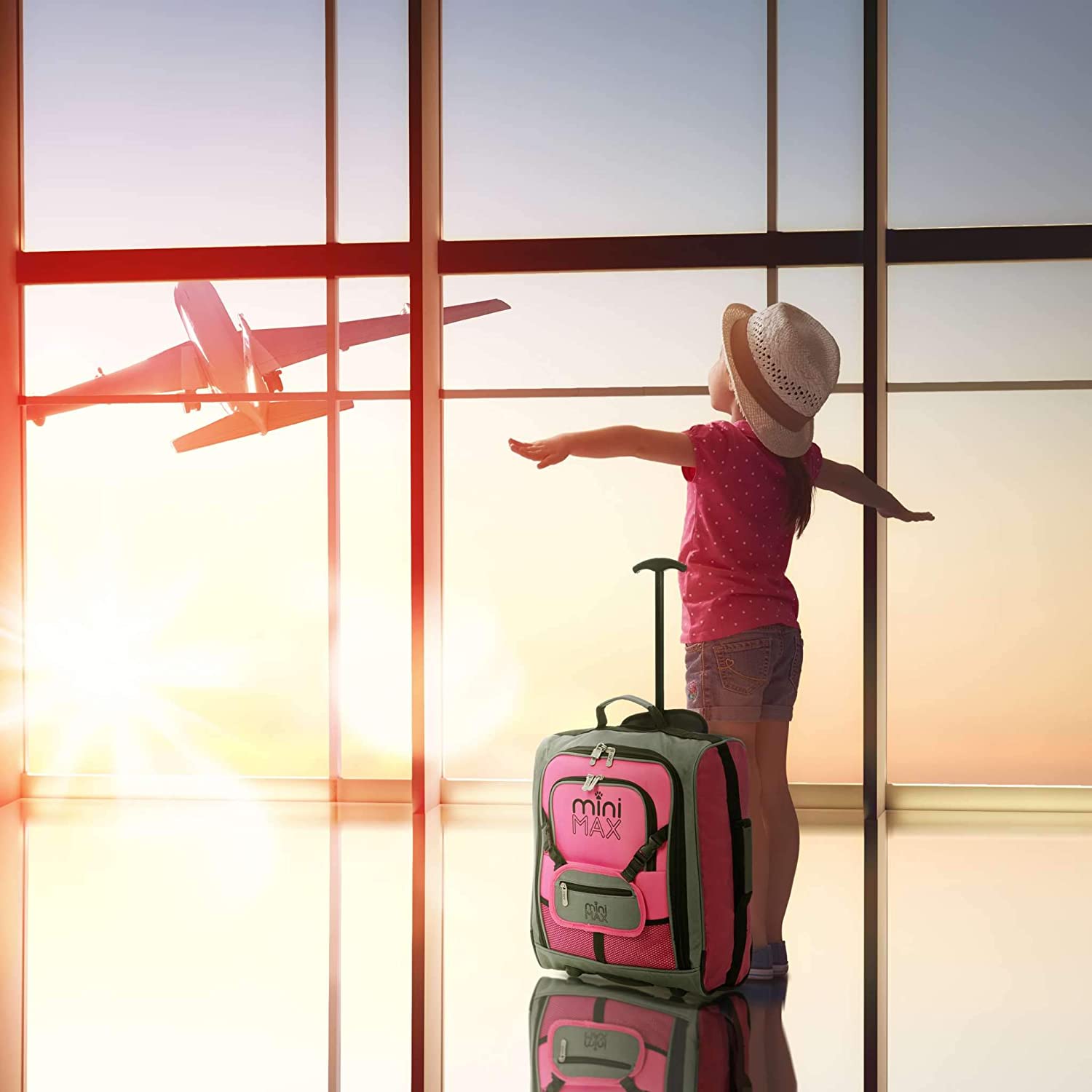 MiniMAX Kids Childrens Carry On Hand Cabin Luggage Trolley Backpack Bag Suitcase with Pouch for Your Favourite Doll/Action Figure/Teddy Bear - Image 3