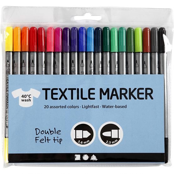 Creativ Fabric Textile Markers, Double Tip, Assorted (Pack of 20) - Image 2