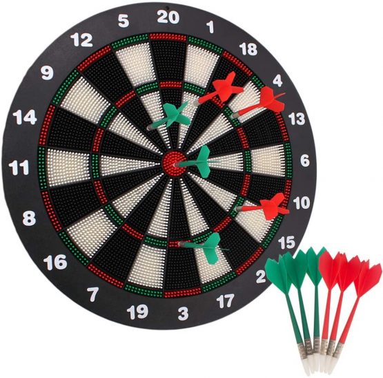 YBCPACK 16.4 Inch Safety Dart Board Safety Dart Set with 6 Soft Tip Darts for Children and Adults, Office and Family Time 