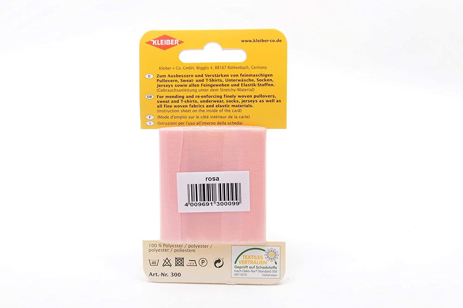 Kleiber 40 x 6 cm Iron on Elasticated Clothing Repair Tape, Light Pink, 40 x 6 x 0,05 cm - Image 3