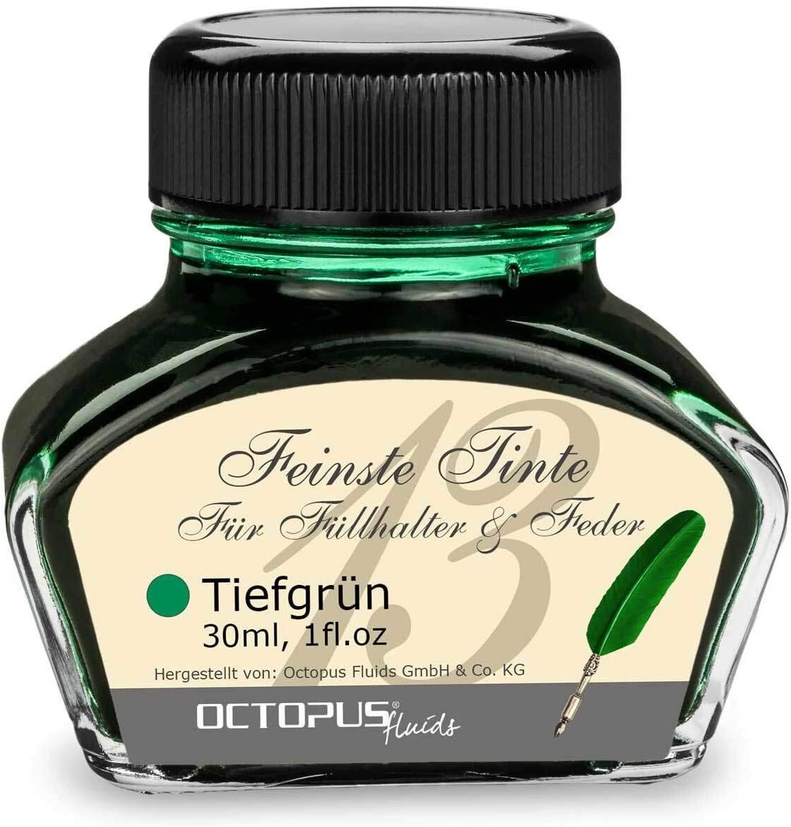 Fountain Pen Ink in Ink Glass,Writing Ink for Fountain Pen Fountain Pen Ink in Deep Green 30ml, inkpot, Calligraphy Ink