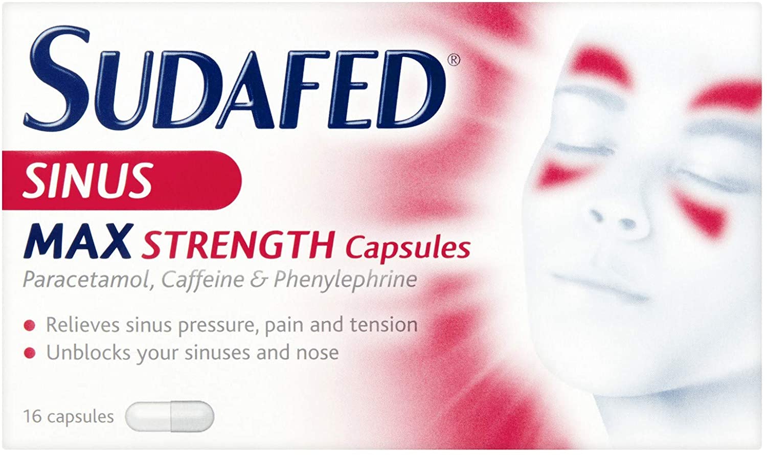 Sudafed Sinus Max Strength Capsules, Relieves Sinus Pressure and Pain, Relieves symptoms of Blocked Nose, Headache, Fever