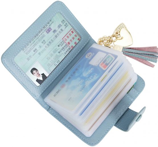 Credit Card Holders Women Ladies Leather Credit Card Wallets Business Credit Card Holder Card Case for Women (Blue) - Image 2