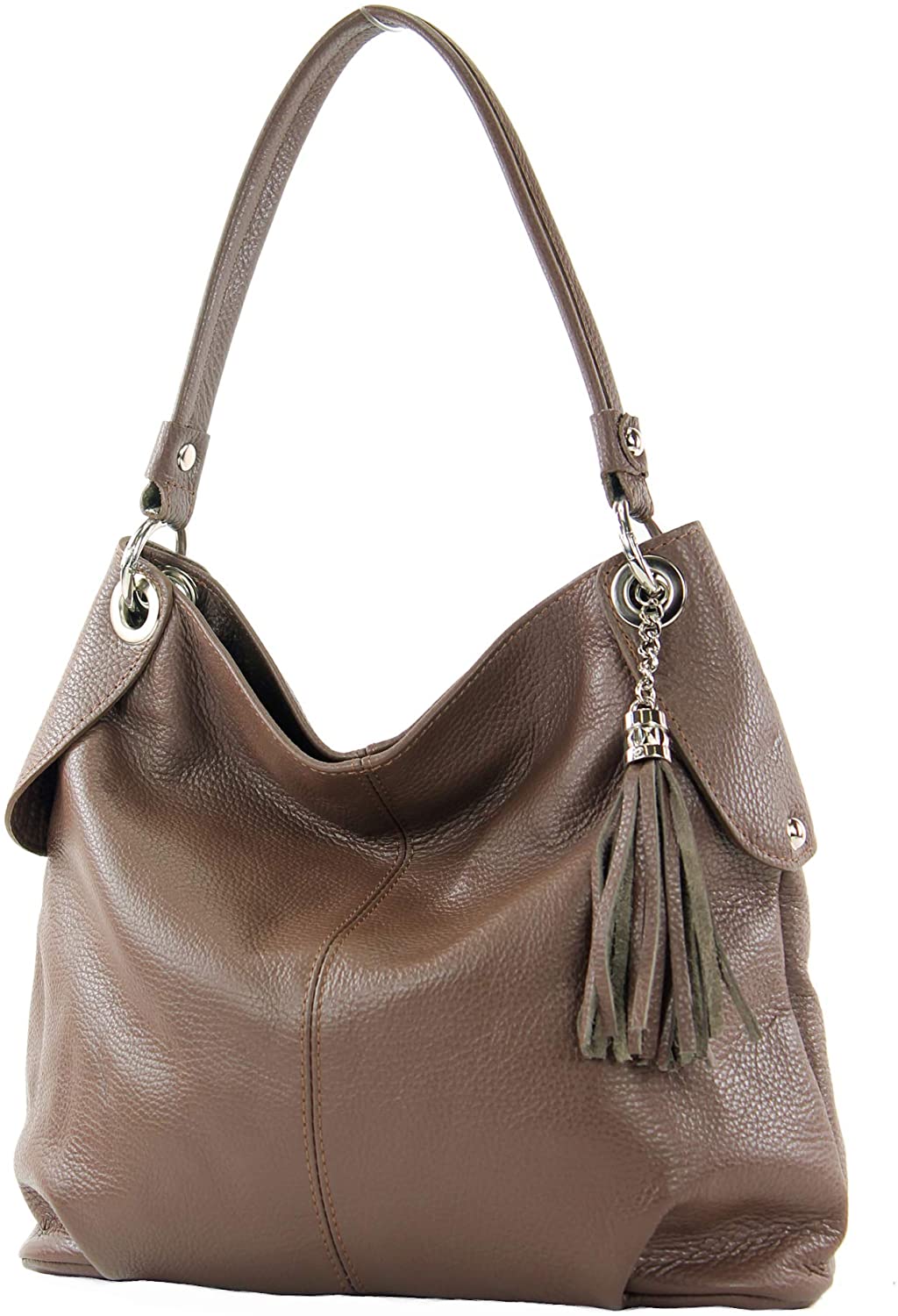 modamoda de - T185 - ital. Ladies leather shoulder bag, Colour:Terra Brown