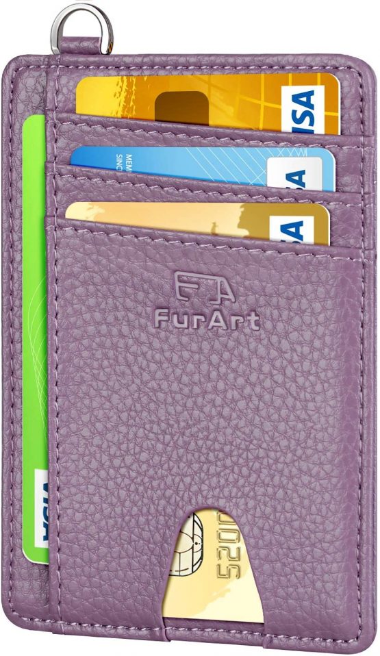 FurArt Credit Card Holder Wallet, Slim RFID Blocking Minimalist Women's Card Wallet