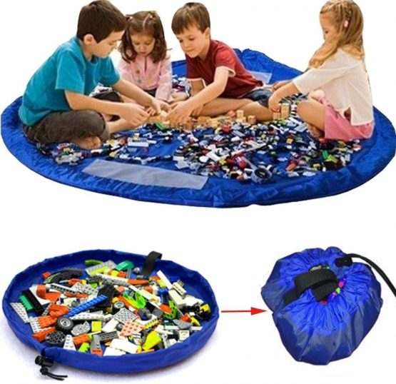 Toy Storage Bag and Blocks Organizer Basket, Children Play Mat 60 inch (150cm) - Portable Child Toy Organizer - Image 3