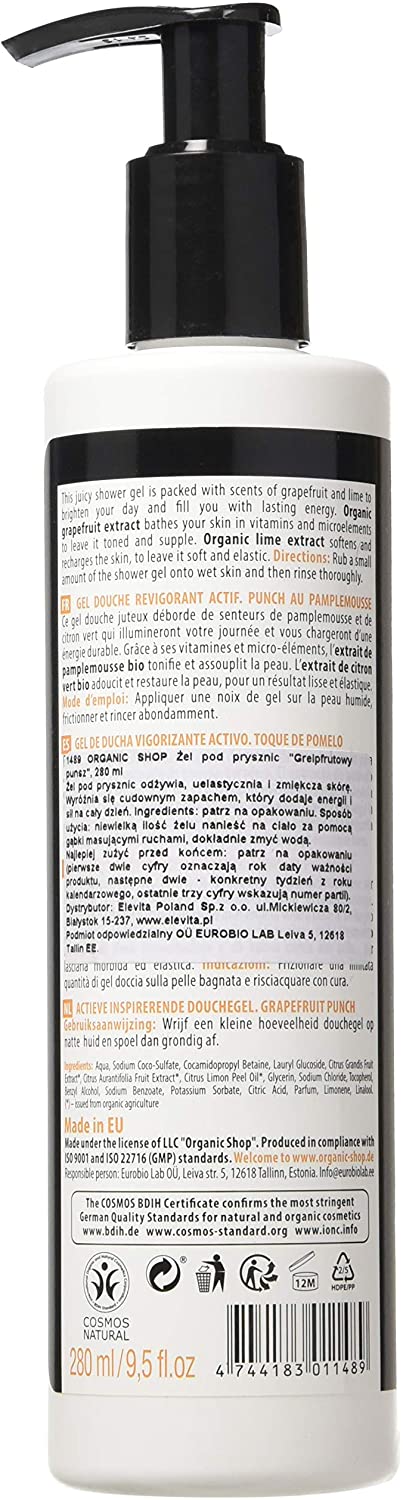 Organic Shop Shower Gel Active Invigorating, Grapefruit & Lime, 280 ml, 280 ml (Pack of 1) - Image 2