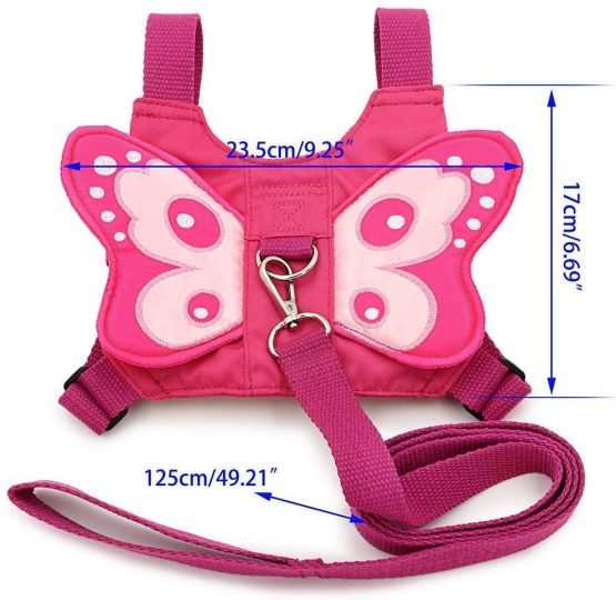 Cisixin Baby Toddler Kids Walking Safety Mini Backpack Harness Reins For 1-3 Year Old, Adjustable Strap and Buckle, Pink Butterfly - Image 2