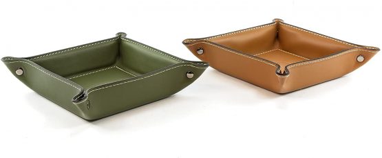 BELCRAFT Orvieto Leather Tidy Tray, Handmade Classic Italian Style, Key Wallet, Coin Box, Tan (19x19 cm) - Image 4