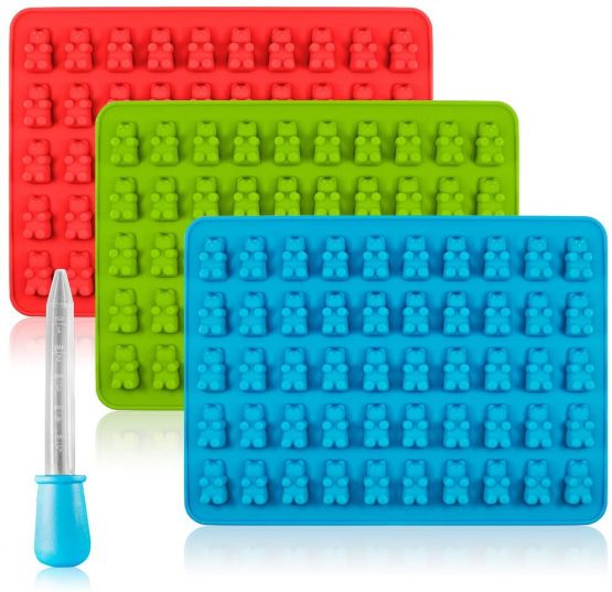 SENHAI Candy Silicone Molds & Ice Cube Trays, 3 Pack Jelly Molds, Chocolate Molds, Soap Molds - Bear