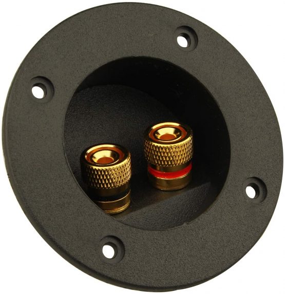 Jopto 2PCS 2-Way Speaker Box Terminal DIY Home Car Stereo Binding Post Round Spring Cup Connectors Subwoofer Plugs Professional Speaker Junction Box Back Panel Universal Terminal Block (Black) - Image 2