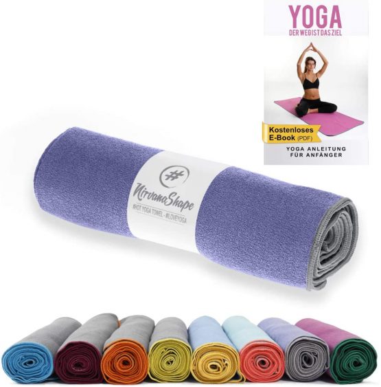 NirvanaShape® Non-slip yoga towel | Hot yoga towel with non-slip beads | Hygienic yoga towel overlay for yoga mat [ 73" 25" | 185x63 cm ]