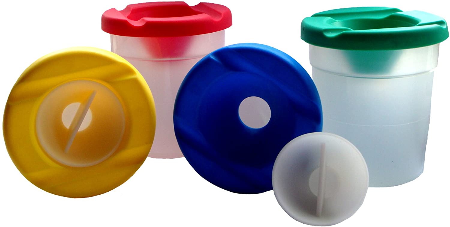 Major Brushes Non-Spill Paint Pots - Pack of 4, Assorted, 4 count (Pack of 1)