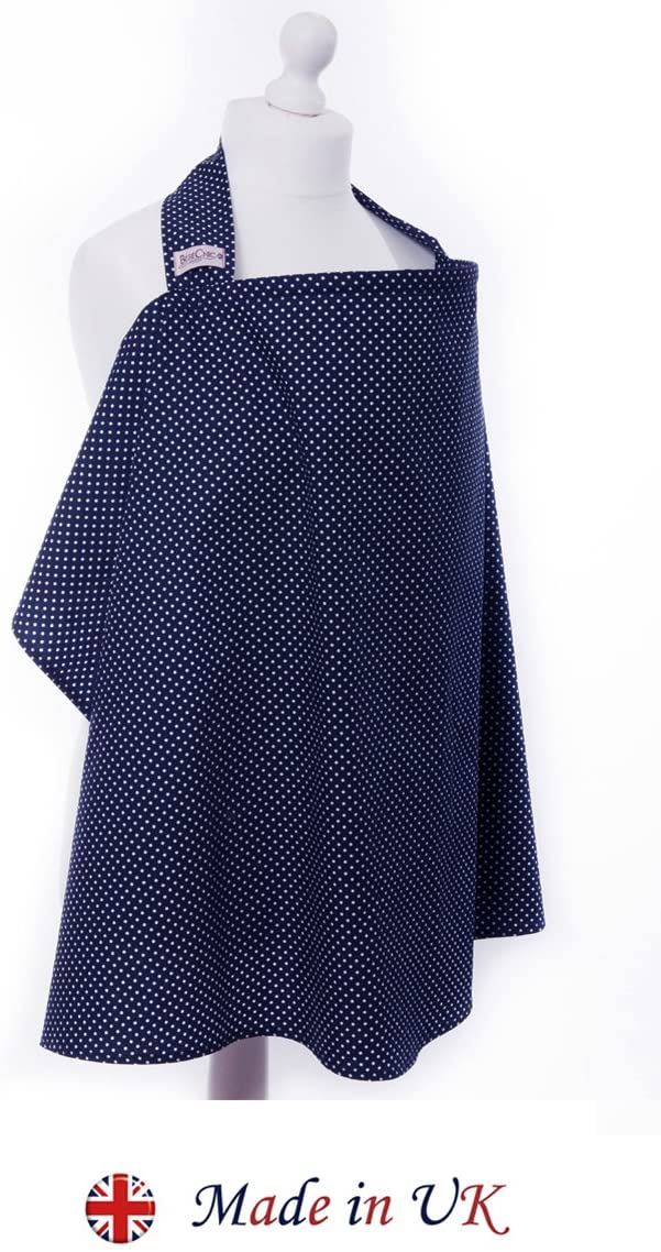 BebeChic.UK - Oeko-Tex Certified 100% Cotton - Breastfeeding Covers - Boned Nursing Tops - Navy Blue/White dot - Image 3