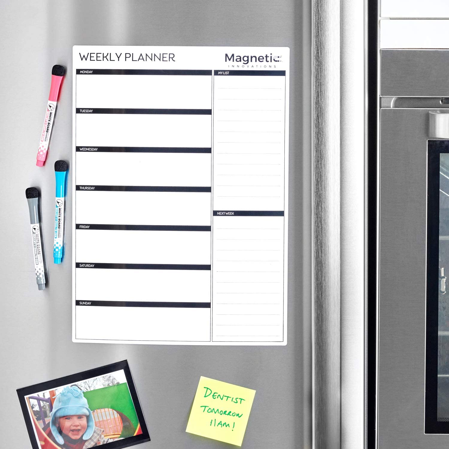 Magnetic Innovations A3 Magnetic Weekly Planner Fridge Whiteboard, Family Meal Planner and Shopping List - Image 3
