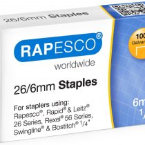Rapesco S11661Z3 26/6 mm Galvanised Staples - Box of 1,000