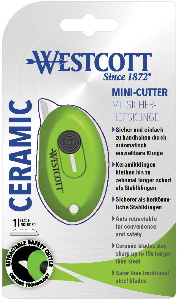 Westcott Mini Utility Ceramic Safety Blade Cutter - Green - Image 3