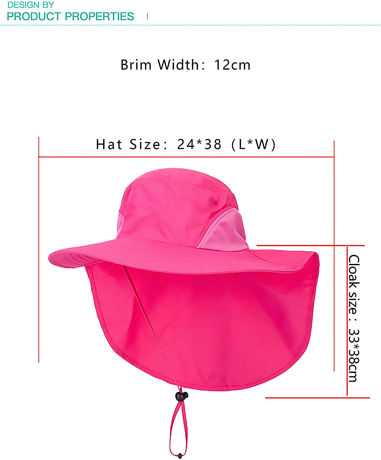 Unisex UV Protection Sun Hat Safari Hat with 33cm Long Neck Protection 12cm Large Brim Hat for Outdoor Fishing Camping Gardening - Image 4