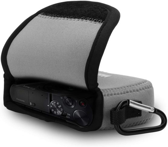MegaGear MG1030 Ultra Light Neoprene Case with Carabiner for Panasonic Lumix DMC-LX10 Camera - Grey - Image 3
