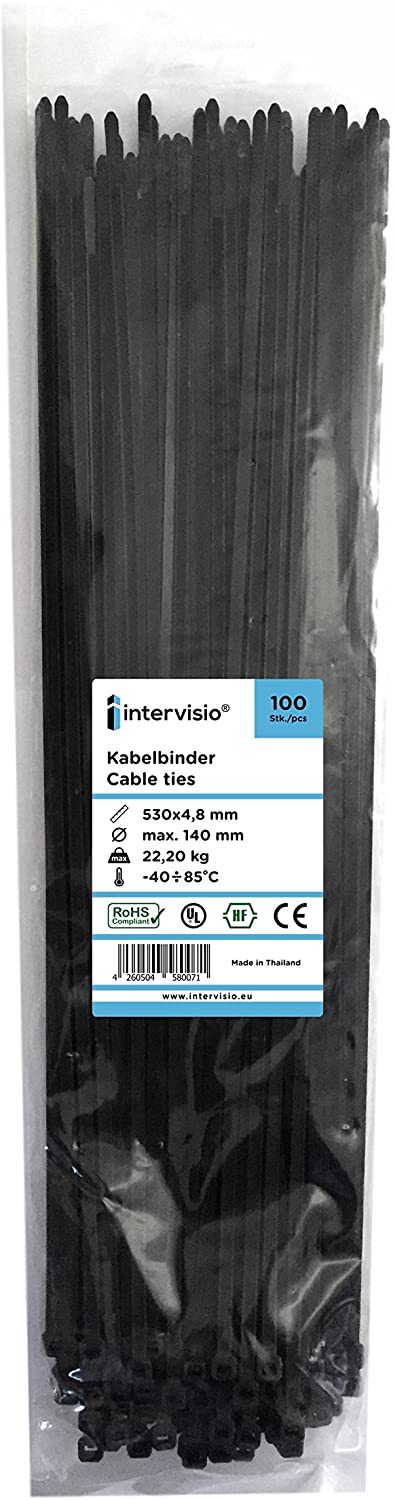 intervisio Heavy-Duty 530mm x 4.8mm Cable Zip Ties Long - Image 2
