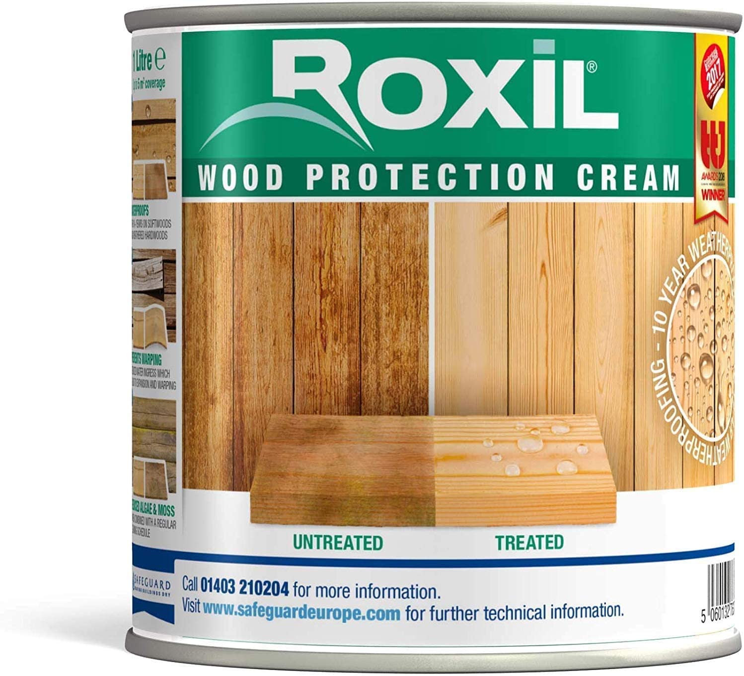 Roxil Wood Protection Cream, 1L, One Coat Wood Sealer, Instant Waterproofing Clear Treatment, Preserves Outdoor Fences