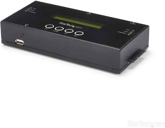 StarTech SATSASDUPE11 1:1 Hard Drive Duplicator and Eraser for 2.5 Inch/ 3.5 Inch SATA (I/II/III) and SAS (I/II) HDD SSD, LCD and RS-232, Cloner and Wiper