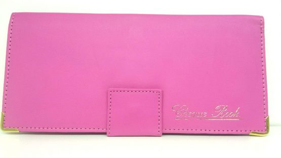 AKSHIDE Looped Leather Cheque Book Holder/Leather Cheque Book Cover/Leather Cheque Book Wallet (Pink) - Image 2
