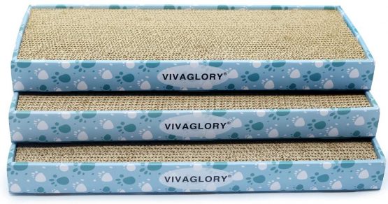 Vivaglory Cat Scratching Pad with Box, Reversible Cat Scratcher Cardboard Kitty Corrugated Sofa Lounge with Catnip, 2 Pack, Regular - Image 4