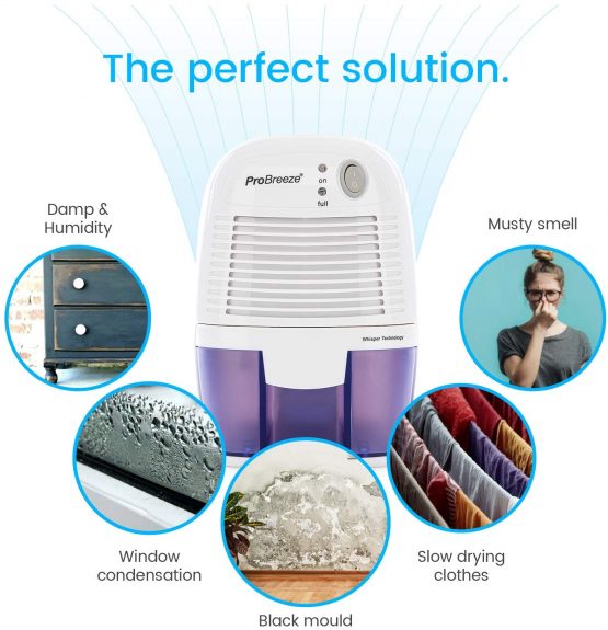 Pro Breeze Dehumidifier 500ml Compact and Portable Mini Air Dehumidifier for Damp, Mould, Moisture in Home, Kitchen, Bedroom, Caravan, Office, Garage, Bathroom, Basement - Image 4