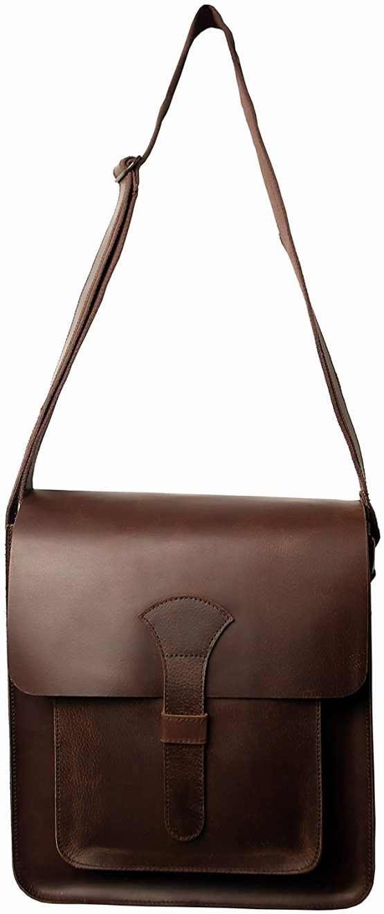 Superior Leather - Men's Leather Messenger Shoulder Bag Business Retro Crazy Horse Leather Crossbody Bag Brown SLG-23 - Image 2