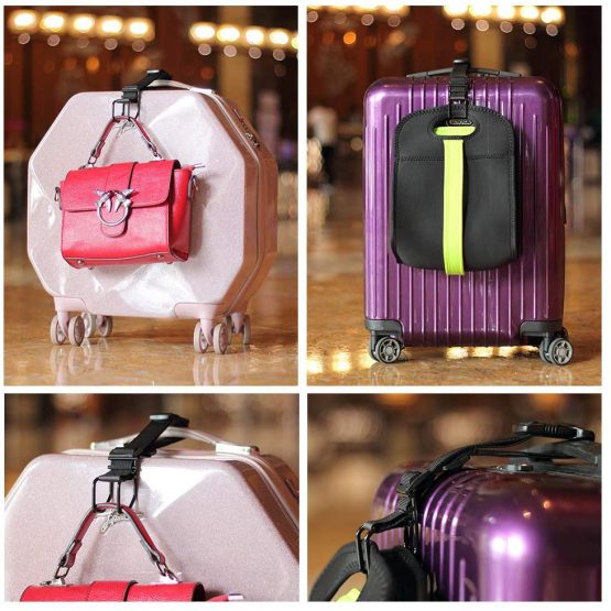 Luggage Strap,J Hook Add A Bag Luggage Strap, Adjustment Luggage Belt Strap Attach Luggage Accessories with Hands Free(Black-Medium Size) - Image 2