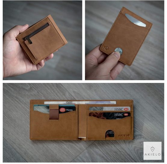 AKIELO RFID Blocking Bifold Card Wallet with Zip Coin Pocket and Gift Box – Stylish Mens Wallet – Credit Card Holder Wallets for Men (Delta Collection) - Image 2