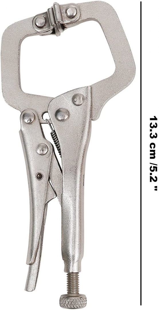 Kurtzy 13.3cm/5.23 Inches Metal Grip Locking C Clamp Pliers with Adjustable Screw and Swivel Pads (4 Pack) - Mini Easy and Quick Release Welding Pliers for Uneven Surfaces, Angles, Crafts & Hobbies - Image 2
