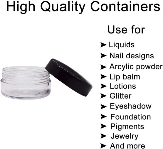 JamHooDirect 20Pcs Empty Cosmetic Pots Round Clear Plastic Sample Containers with Black Screw Cap Lid & 3 Pieces Mini Spatula for Cosmetics, Sample, Lotion, Creams, Make Up, Beads, Charms Storage (10g - Image 4