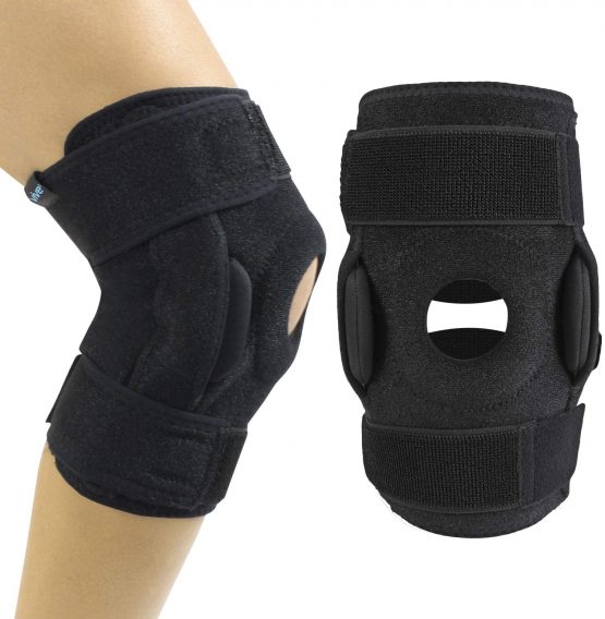 Vive Hinged Knee Brace - Open Patella Support Wrap for Women, Men - Compression for ACL, MCL, Torn Meniscus Ligament and Tendonitis - for Running, Athletic Tear and Arthritis Joint (Beige)
