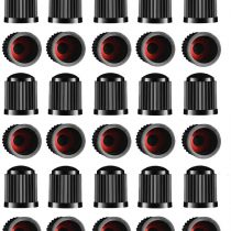 TYPHEERX Tyre Valve Caps, 30pcs Plastic Car Bike Tire Stem Dust Covers with Red Seal O-Ring for SUV, Bicycle, Motorbike, Trucks(Black)