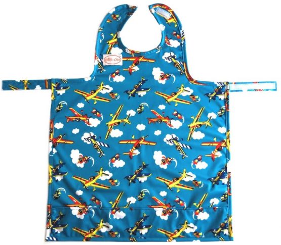 BIB-ON, A New, Full-Coverage Bib and Apron Combination for Infant, Baby, Toddler Ages 0-4. (Planes)