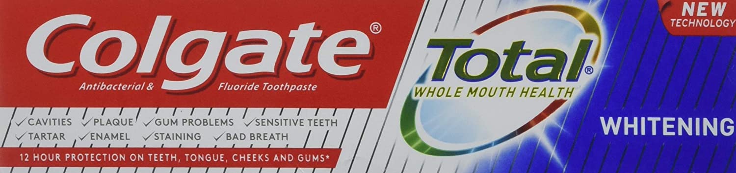Colgate Total Whitening Toothpaste 125 ml, Fluoride Toothpaste, Whiter Teeth, Stronger 24-Hour Bacterial Defence*
